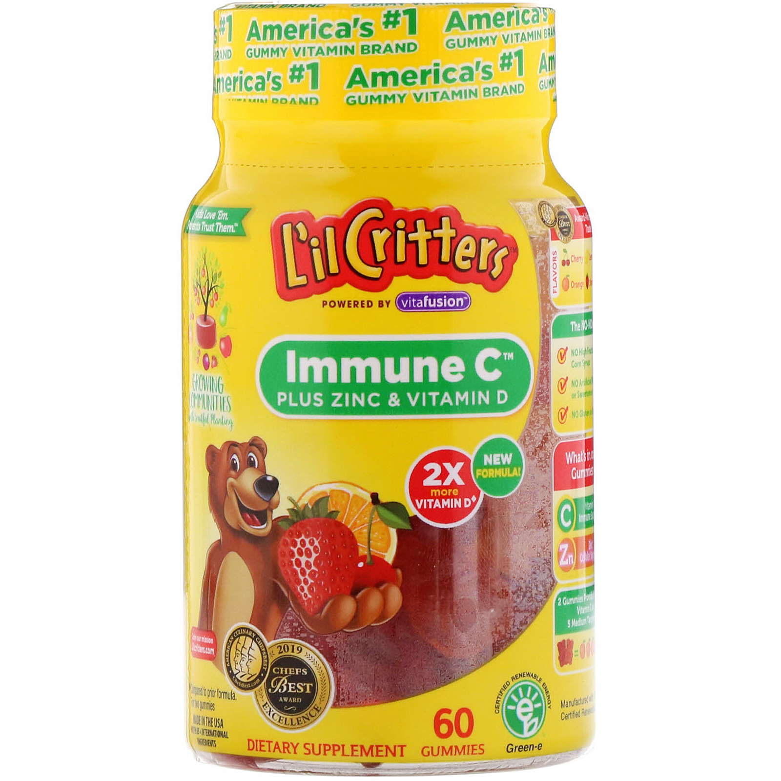 «L'il Critters» أفضل فيتامينات للأطفال على شكل حلوى لعمر سنتين 